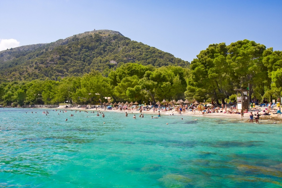 'Beach sea bay turquoise water mountain view , Cala Pi de La Posada, Cap Formentor, Majorca, Spain ' - Majorca